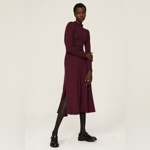 Pamela Love Red Ribbed Sheath Dress with Bishop Sleeves